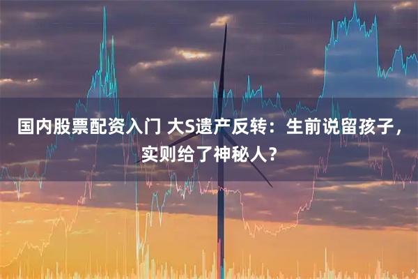 国内股票配资入门 大S遗产反转：生前说留孩子，实则给了神秘人？